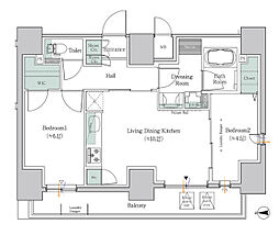 都営三田線 板橋区役所前駅 徒歩5分の賃貸マンション 7階2LDKの間取り