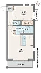 JR中央線 日野駅 徒歩13分の賃貸マンション 3階1LDKの間取り