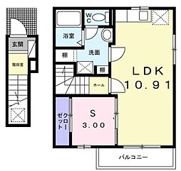 フェリシオフリーデ 2階1LDKの間取り