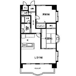 愛知県豊橋市佐藤5丁目の賃貸マンション 2階2LDKの間取り
