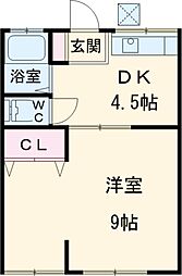 ふじ荘 1DKの間取図画像