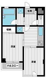 レスポワール 3階2DKの間取り