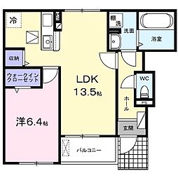 モンレーヴA 1LDKの間取図画像