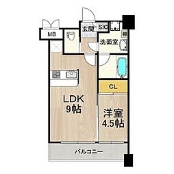 北大阪急行電鉄 緑地公園駅 徒歩2分の賃貸マンション 13階1LDKの間取り