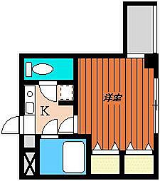 グレースハイツ 302 3階1Kの間取り