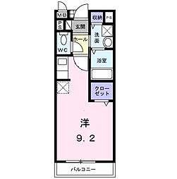 サン　フレージュ 2階ワンルームの間取り