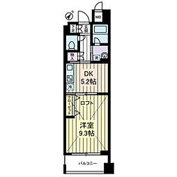 東急池上線 千鳥町駅 徒歩3分の賃貸マンション 8階1DKの間取り