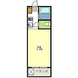 京王相模原線 京王稲田堤駅 徒歩8分の賃貸マンション 2階1Kの間取り