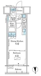 JR総武線 大久保駅 徒歩6分の賃貸マンション 1階1DKの間取り
