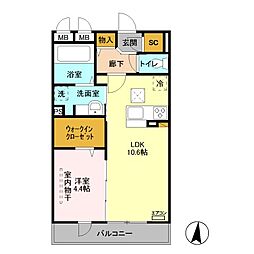 roi del’ours　III 1階1LDKの間取り