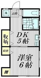 白百合荘（シラユリソウ） 2階1DKの間取り