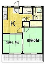 ベルメゾン若狭第二 202 2階2DKの間取り