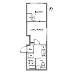 JR中央線 荻窪駅 徒歩8分の賃貸マンション 1階1DKの間取り