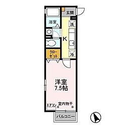 東武野田線 馬込沢駅 徒歩10分の賃貸アパート 1階1Kの間取り