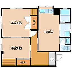 JR総武線 新小岩駅 徒歩22分の賃貸マンション 1階2DKの間取り