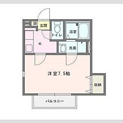 都営新宿線 一之江駅 徒歩16分の賃貸アパート 2階1Kの間取り