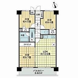 JR埼京線 南与野駅 徒歩25分の賃貸マンション 5階3LDKの間取り