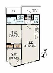 東京メトロ丸ノ内線 中野富士見町駅 徒歩6分の賃貸マンション 3階2LDKの間取り