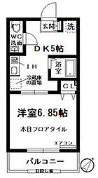 横浜市営地下鉄ブルーライン 蒔田駅 徒歩15分の賃貸マンション 2階1DKの間取り