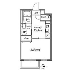 東京メトロ丸ノ内線 方南町駅 徒歩1分の賃貸マンション 2階1DKの間取り