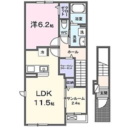 JR中央本線 勝川駅 徒歩22分の賃貸アパート 2階1LDKの間取り