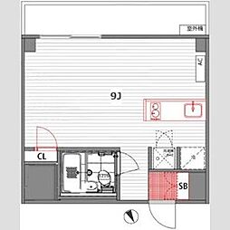 東京メトロ日比谷線 六本木駅 徒歩4分の賃貸マンション 2階ワンルームの間取り