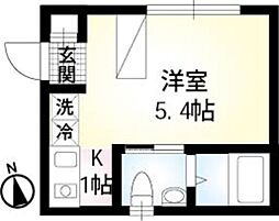 リシェス北千住 1階1Kの間取り