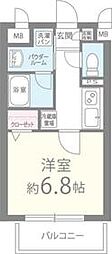 プランドール中之島 1Kの間取図画像