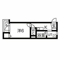 JR東海道本線 岡崎駅 徒歩3分の賃貸アパート 2階1Kの間取り