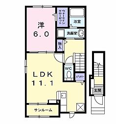 名鉄三河線 碧南駅 徒歩17分の賃貸アパート 2階1LDKの間取り