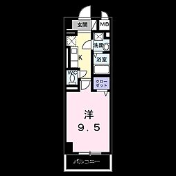 グランドライン 1Kの間取図画像