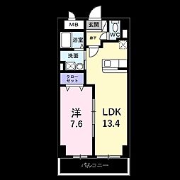 JR鹿児島本線 笹原駅 徒歩24分の賃貸マンション 9階1LDKの間取り