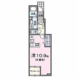 サニーコート小鹿 ワンルームの間取図画像