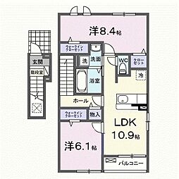 名古屋市営鶴舞線 原駅 徒歩21分の賃貸アパート 2階2LDKの間取り