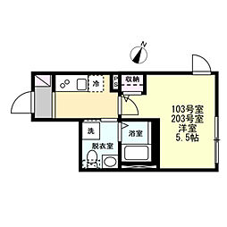 京急本線 生麦駅 徒歩5分の賃貸アパート 1階1Kの間取り