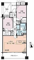 京王線 芦花公園駅 徒歩8分の賃貸マンション 4階2LDKの間取り