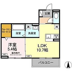 名鉄犬山線 西春駅 徒歩5分の賃貸アパート 3階1LDKの間取り