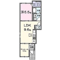 JR東海道本線 天竜川駅 バス23分 原島下車 徒歩1分の賃貸アパート 1階1LDKの間取り