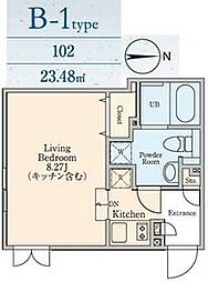 東京メトロ東西線 落合駅 徒歩4分の賃貸マンション 1階ワンルームの間取り