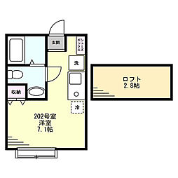 京急本線 杉田駅 徒歩8分の賃貸アパート 1階ワンルームの間取り
