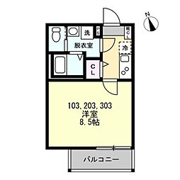 京急本線 花月総持寺駅 徒歩8分の賃貸アパート 2階1Kの間取り