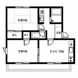 メゾンハーベストA 2DKの間取図画像