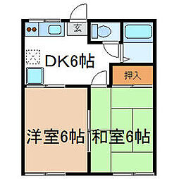 JR常磐線 藤代駅 徒歩7分の賃貸アパート 1階2DKの間取り