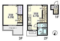 東急目黒線 武蔵小山駅 徒歩12分の賃貸アパート 2階1LDKの間取り