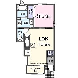 Ａ・ＷアヴェニューIV 1階1LDKの間取り