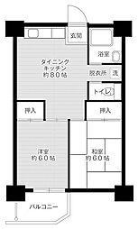 ビレッジハウス泉北栂タワー 2DKの間取図画像