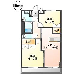 JR東海道本線 富士川駅 バス20分 大北下車 徒歩4分の賃貸アパート 1階2LDKの間取り