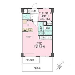 東京メトロ日比谷線 六本木駅 徒歩3分の賃貸マンション 1階ワンルームの間取り