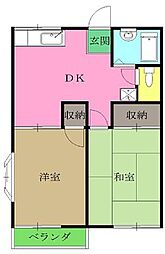 ファミーユ八王子 2階2DKの間取り