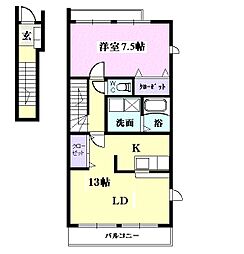 ハーモニーC 1LDKの間取図画像